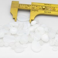 White Bead Mix, Vintage Czech Pressed Glass