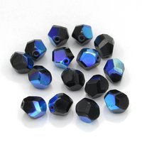10x9mm Faceted Polycut Beads, Jet AB Czech Fire Polished Glass (15)