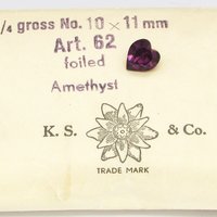 11mm Heart Point Back Rhinestones, Foiled Amethyst Vintage K. S. & Co