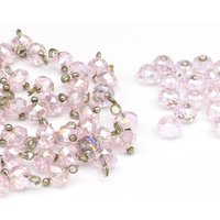 Vintage 4x6mm Faceted Rondelles, Iridescent Rose Glass Beads