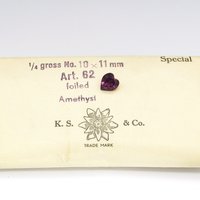 11mm Heart Point Back Rhinestones, Foiled Amethyst Vintage K. S. & Co