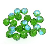 Green 10mm Faceted Rounds, Czech Glass Beads, Choose a Shade