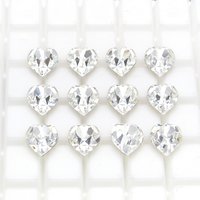 8.8mm x 8mm Rhinestone Hearts, Foiled Crystal Faceted Point Back Gems (12)