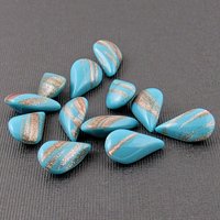 13mm Vintage Turquoise Glass Pear Shape Point Back Cabochons