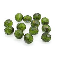 Green 10mm Faceted Rounds, Czech Glass Beads, Choose a Shade