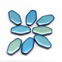 20x12mm Long Flat Hexagon Jet AB Czech Glass Beads