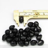 13x10mm Jet Black Faceted Teardrop Beads