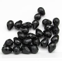 13x10mm Jet Black Faceted Teardrop Beads
