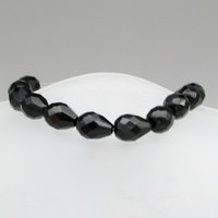 13x10mm Jet Black Faceted Teardrop Beads