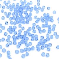 Vintage 4mm Bicone Beads, Light Sapphire Machine Cut Crystal Spacers