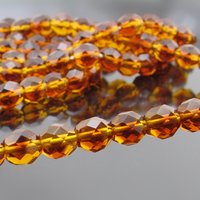 Small Faceted Beads, 2-Tone Brown Czech Glass Fire Polished Rounds