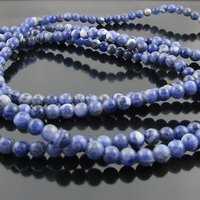 4mm Round Sodalite Beads, Opaque Blue Polished Semiprecious Gemstone Unfaceted Spacers