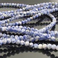 4mm Round Sodalite Beads, Opaque Blue Polished Semiprecious Gemstone Unfaceted Spacers