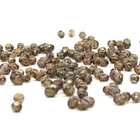 4mm Faceted Round Beads, Luminescent Brown Czech Glass (100)