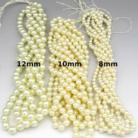 Light Cream Glass Pearls, 8mm 10mm 12mm Round Beads