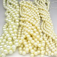 Light Cream Glass Pearls, 8mm 10mm 12mm Round Beads