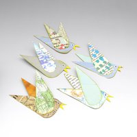 Paper Collage Birds Set of 5 Junk Journal Ephemera, Whimsical Scrapbook Embellishments