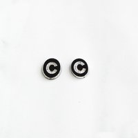 Vintage Initial Cabochon, Black Glass with Rhinestone Letter, 10x8mm Flat Oval
