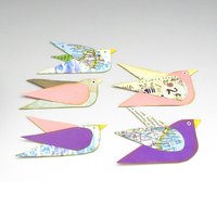 Paper Collage Birds Set of 5 Junk Journal Ephemera, Whimsical Scrapbook Embellishments