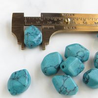 Opaque Turquoise 19x14mm Polygon Resin Beads