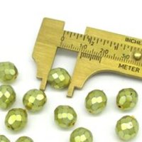 10mm Round Faceted Czech Glass Beads, Metallic Gold