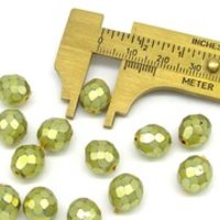 10mm Round Faceted Czech Glass Beads, Metallic Gold