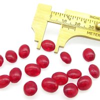 Vintage 10x8mm Oval Cabochon Top Rhinestones, Siam Red Crackle