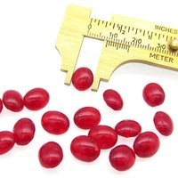 Vintage 10x8mm Oval Cabochon Top Rhinestones, Siam Red Crackle