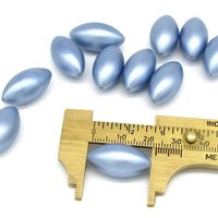 Tapered Oval Bead Mix, Vintage 12mm-23mm Blue Plastic Pearls