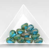 11x8mm Teardrop 3-Cut Picasso Window Beads