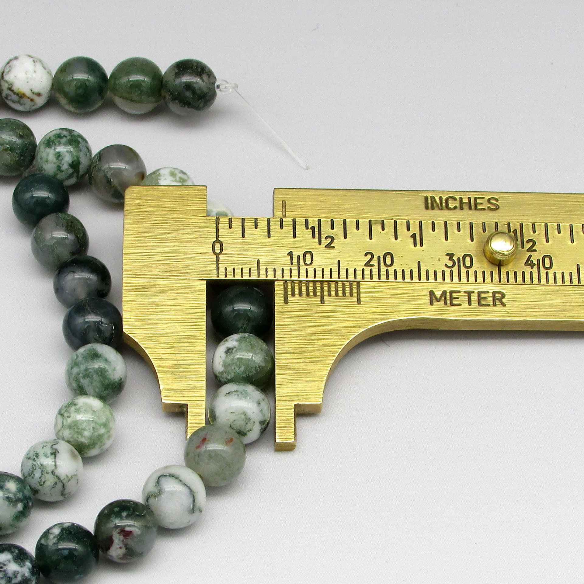 8mm Round Moss Agate Semiprecious Stone Beads 