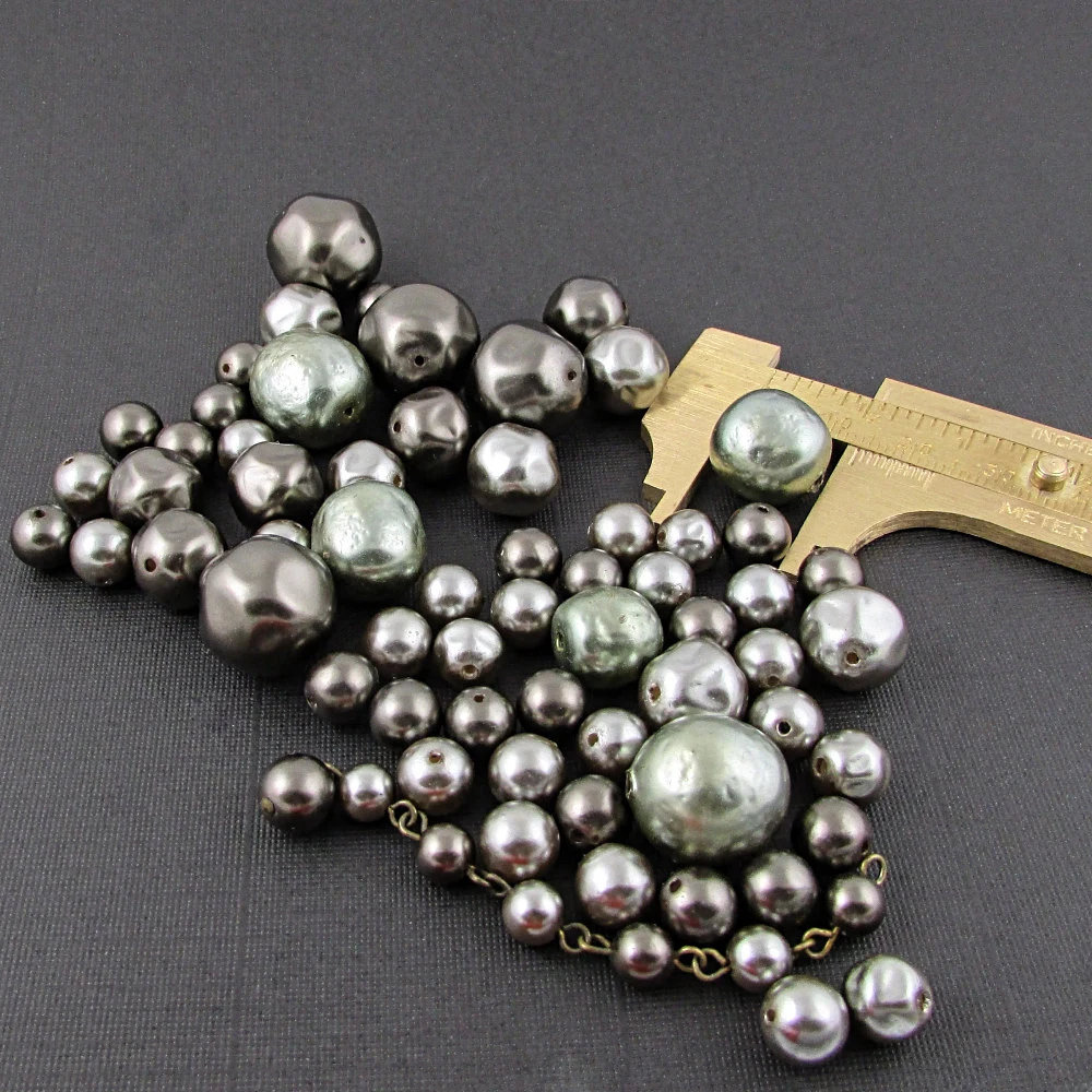 Vintage Gray Faux Pearl Bead Mix