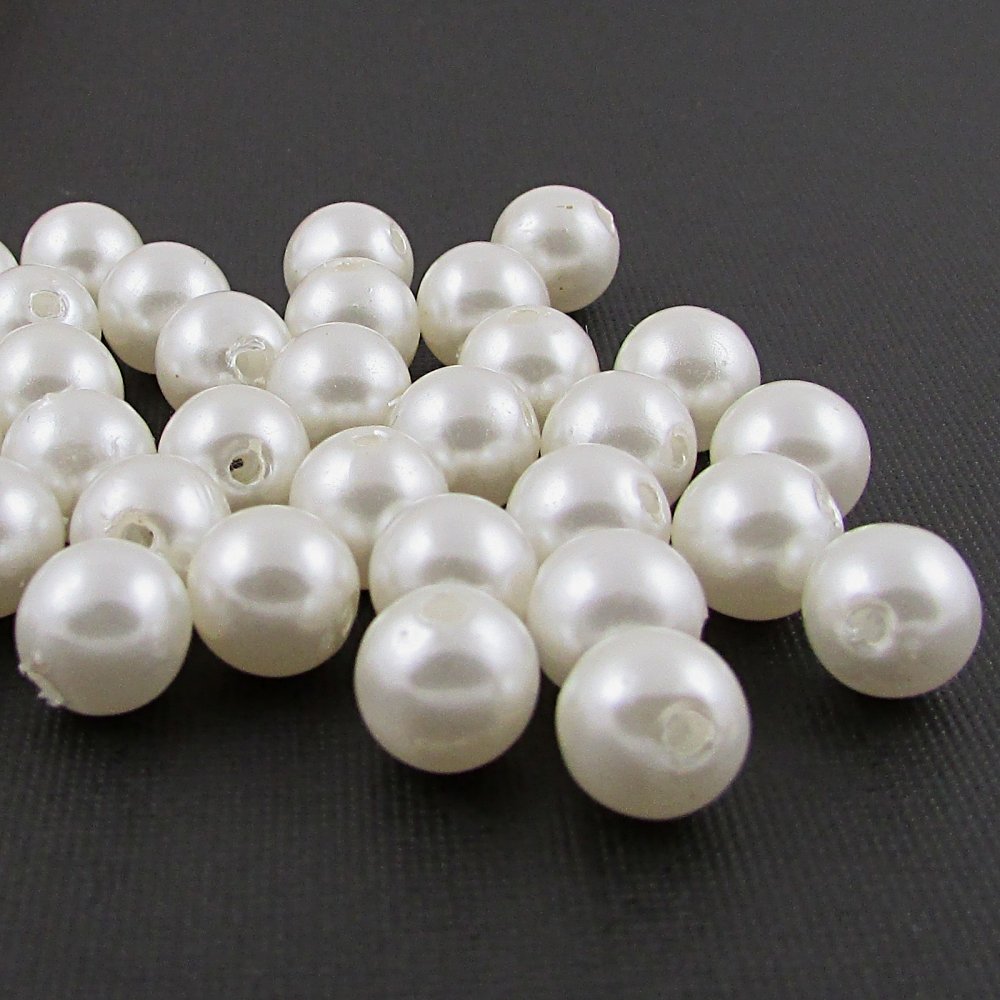 8mm Round Faux Pearls, Vintage Cultura Opaque Plastic Beads