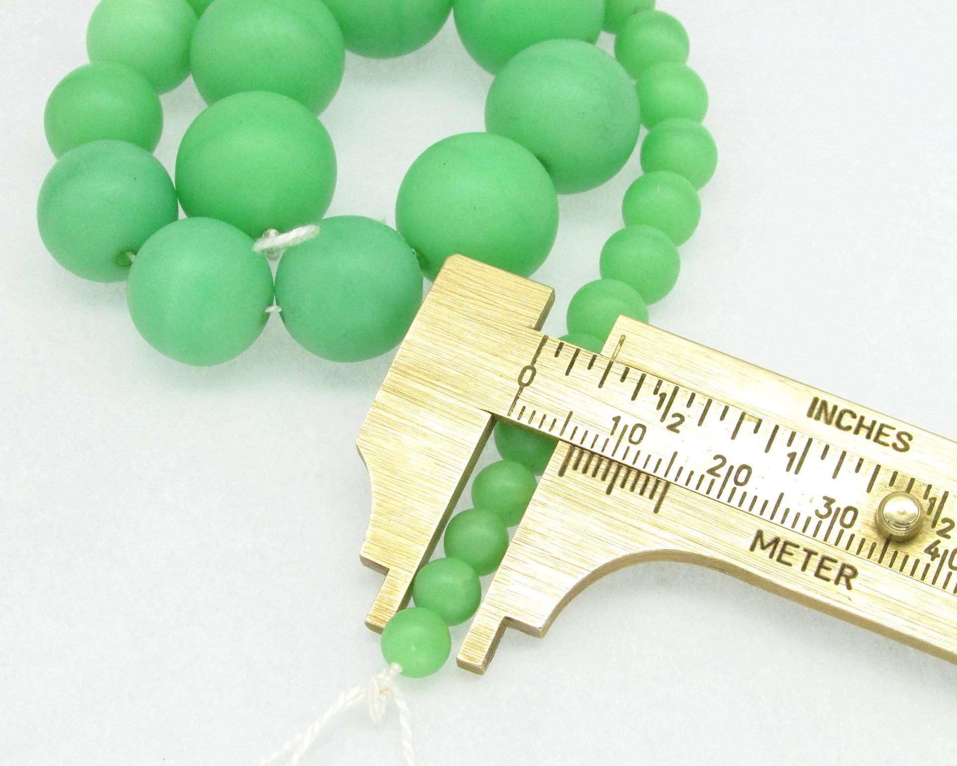 Opaque Light Green Glass Beads 6mm-15mm Graduated Strand