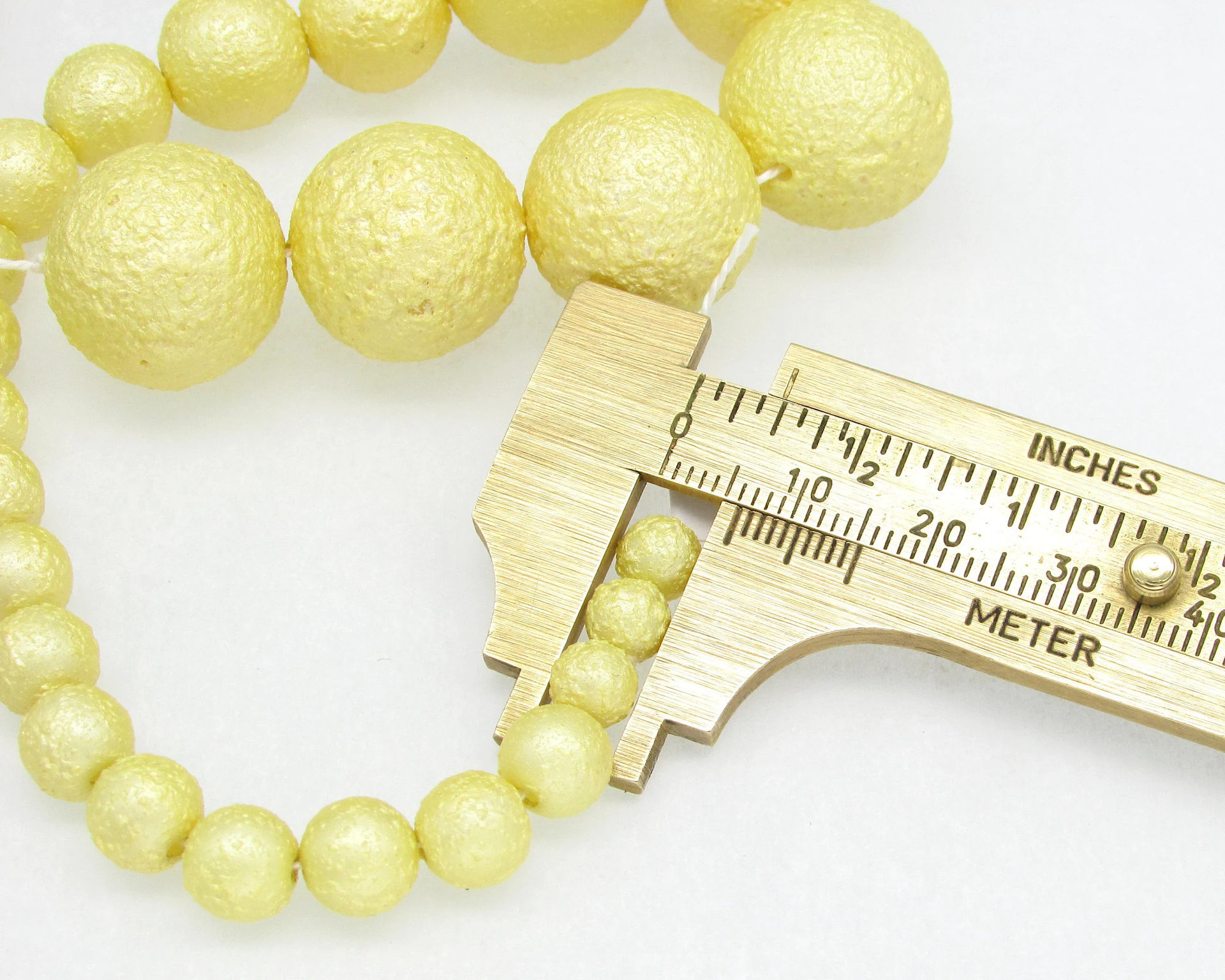 Vintage Glass Pearls, Yellow Textured Rounds