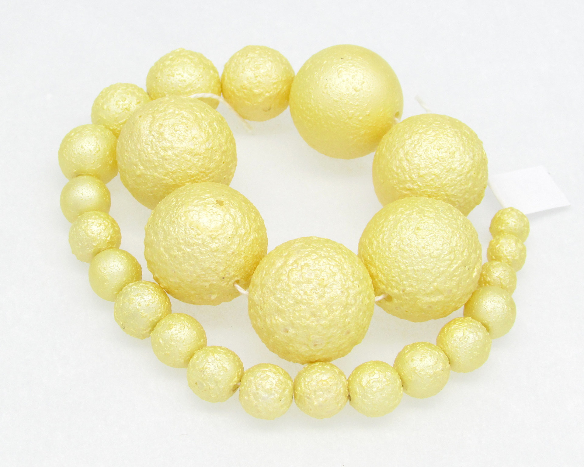Vintage Glass Pearls, Yellow Textured Rounds