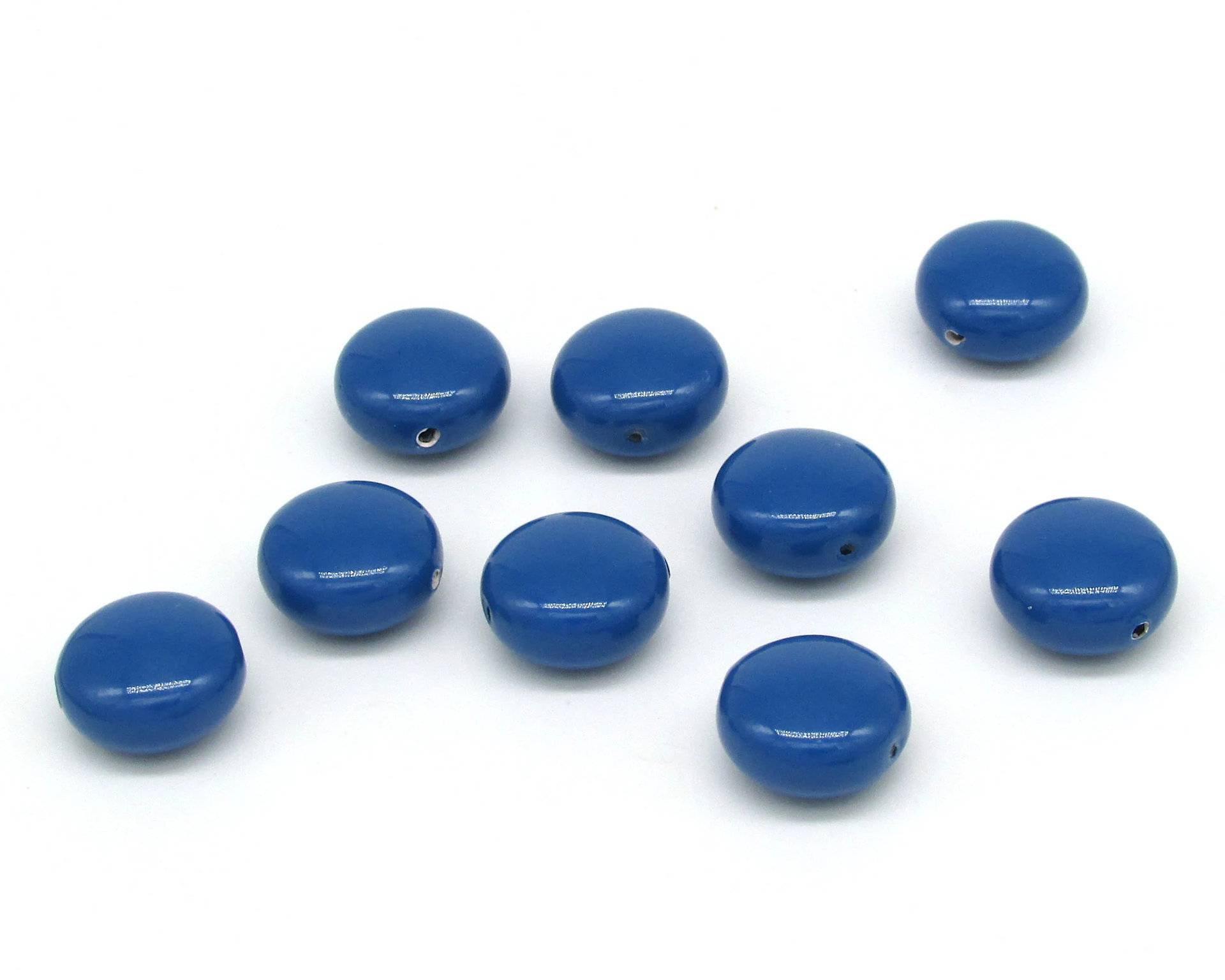 12mm Puffed Coin Beads, Lapis Blue (9)
