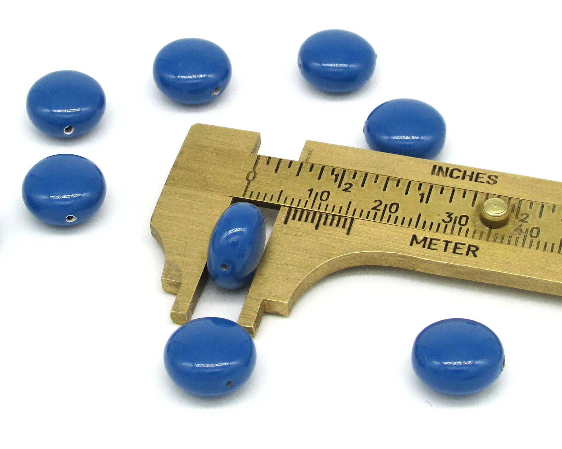 12mm Puffed Coin Beads, Lapis Blue (9)