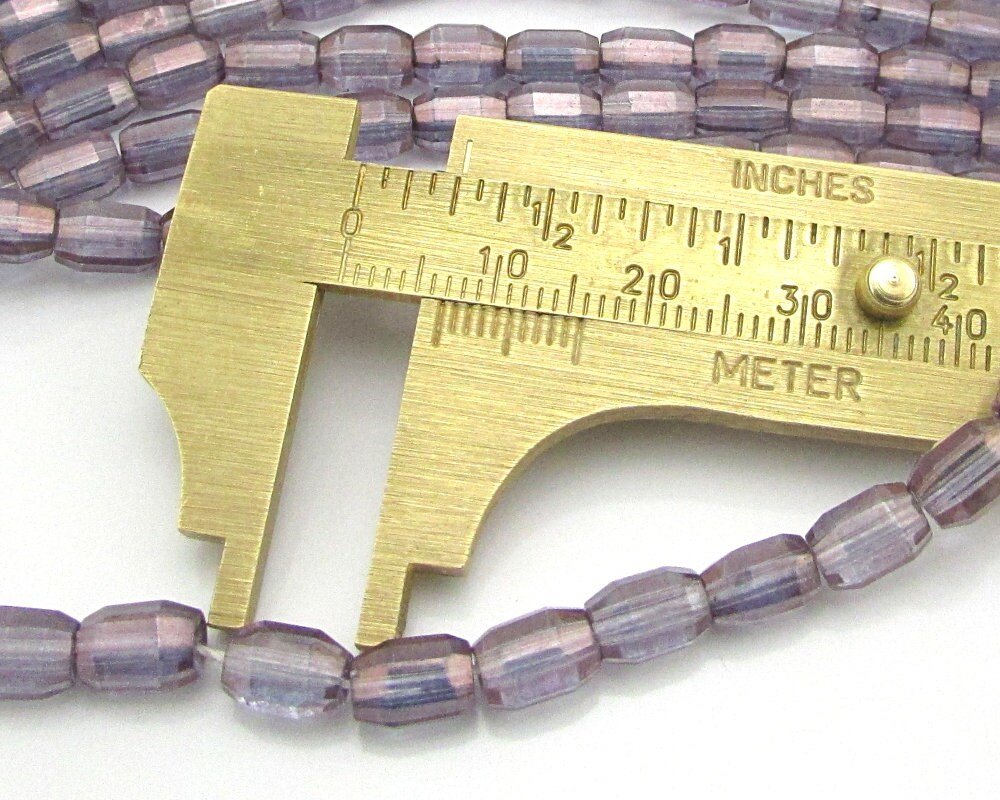 7mm Faceted Oval Czech Glass Beads, Amethyst AB Barrels