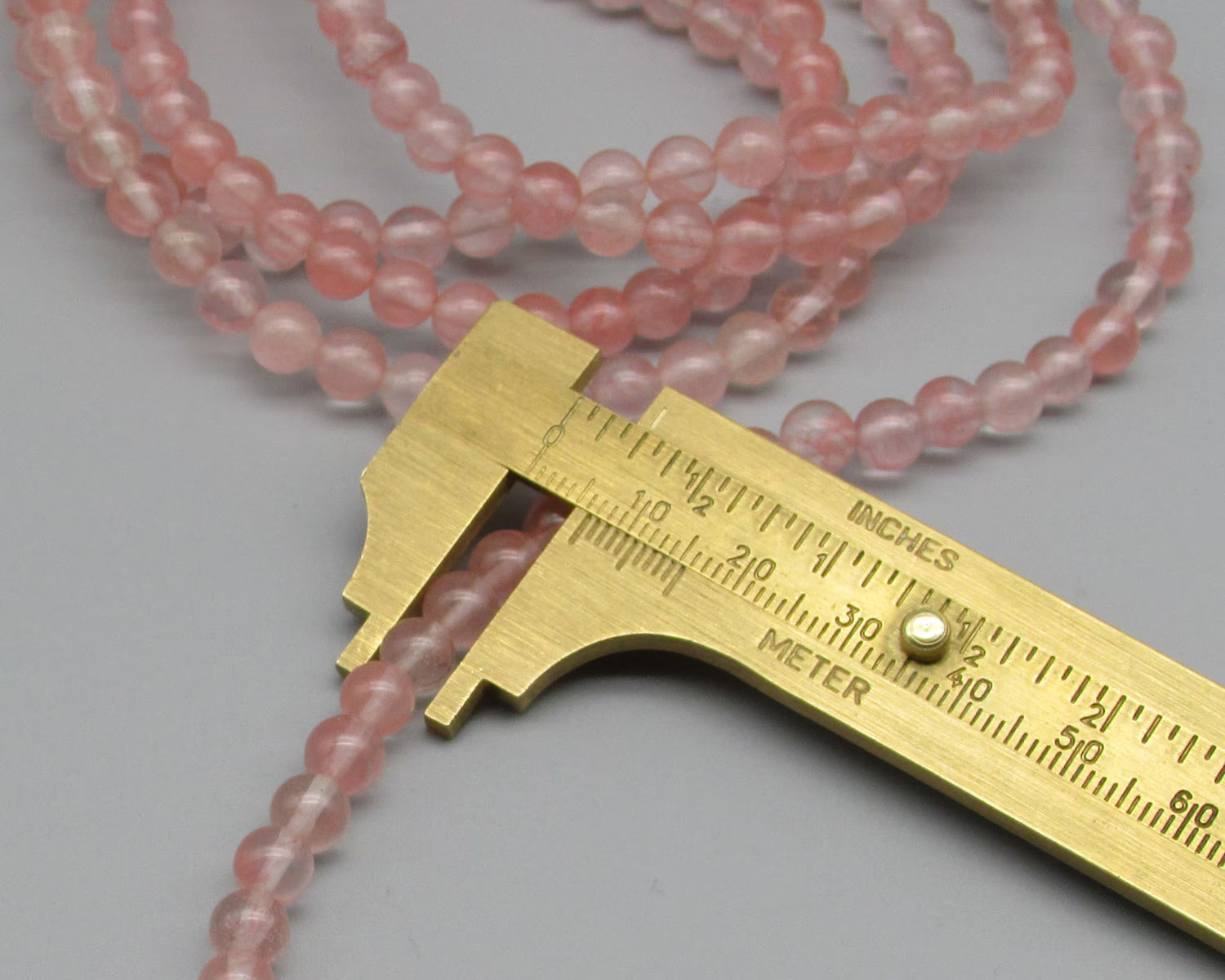 6mm Round Beads, Pink Glass Cherry Quartz 15.75" Strand