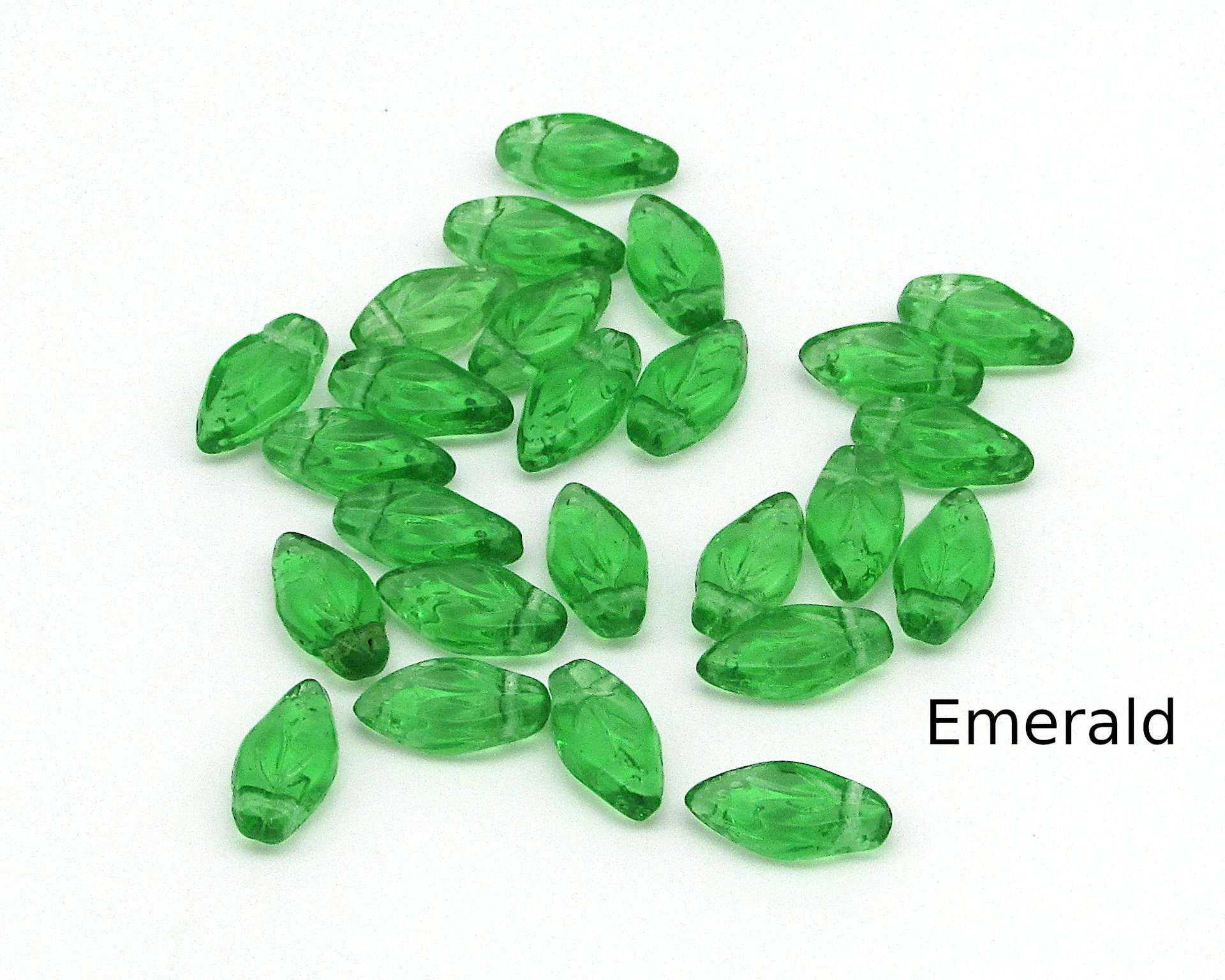 Small Leaf Beads 11x5.5mm, Czech Pressed Glass