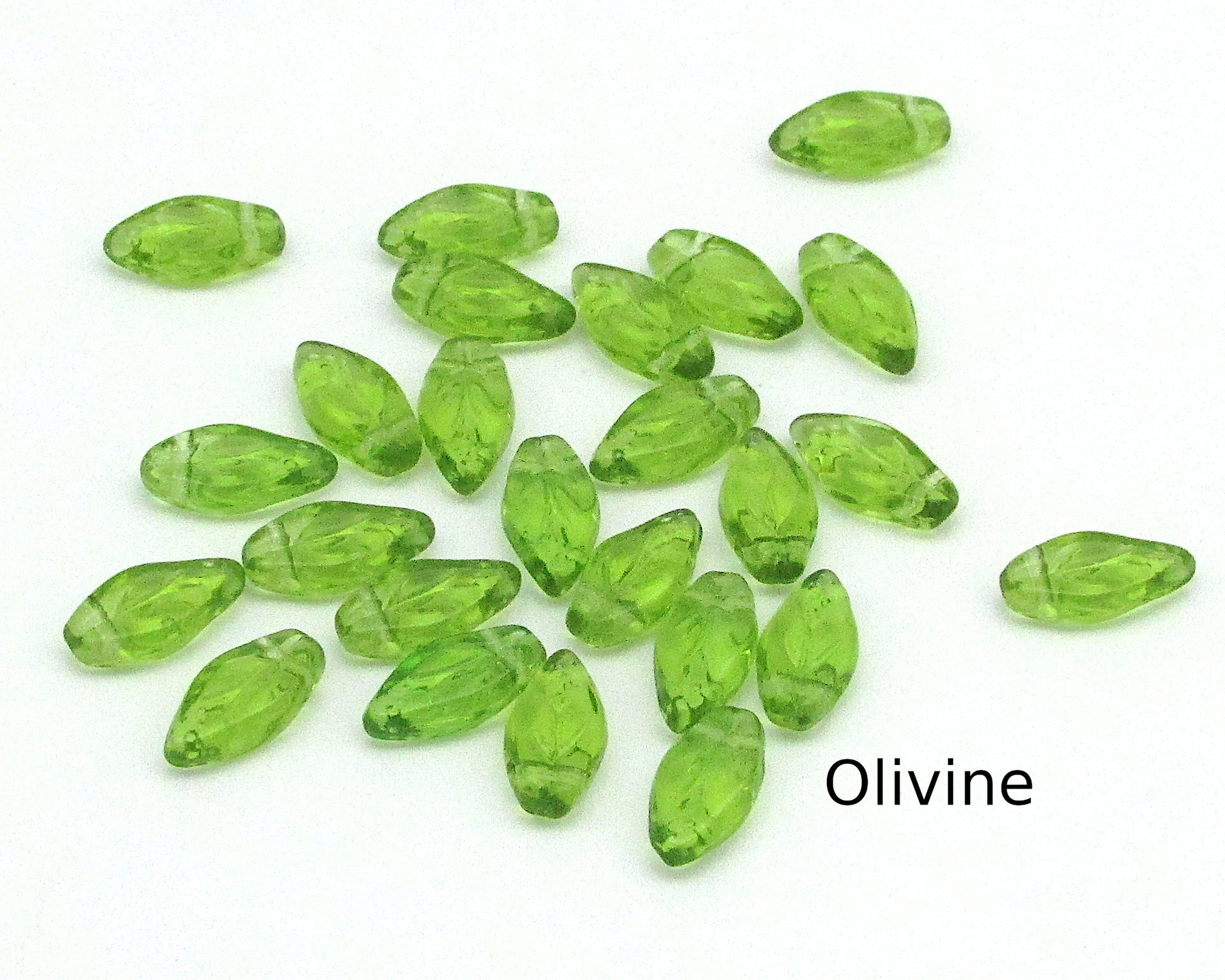Small Leaf Beads 11x5.5mm, Czech Pressed Glass