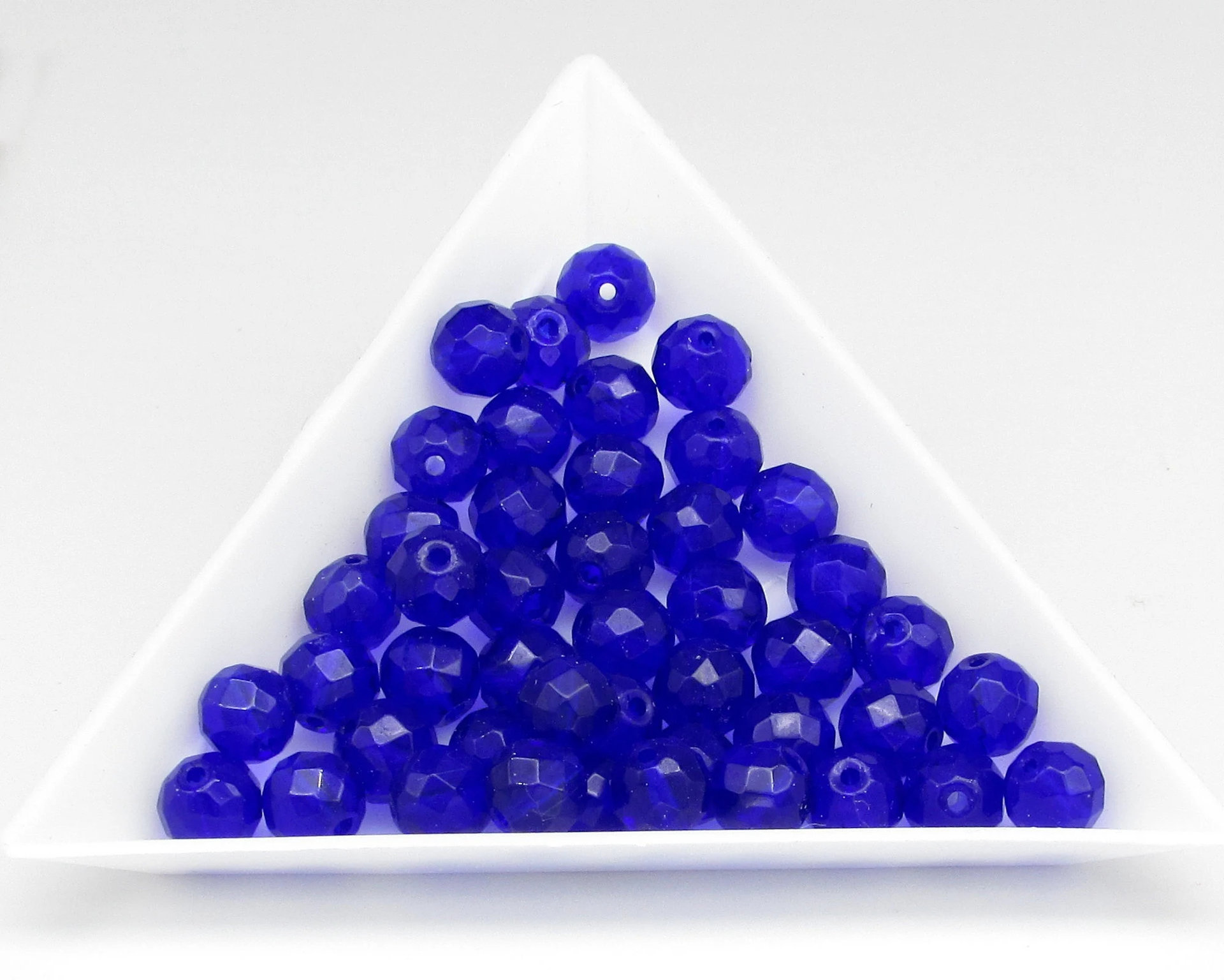 Cobalt Blue 6mm Round Faceted Glass Beads (45)