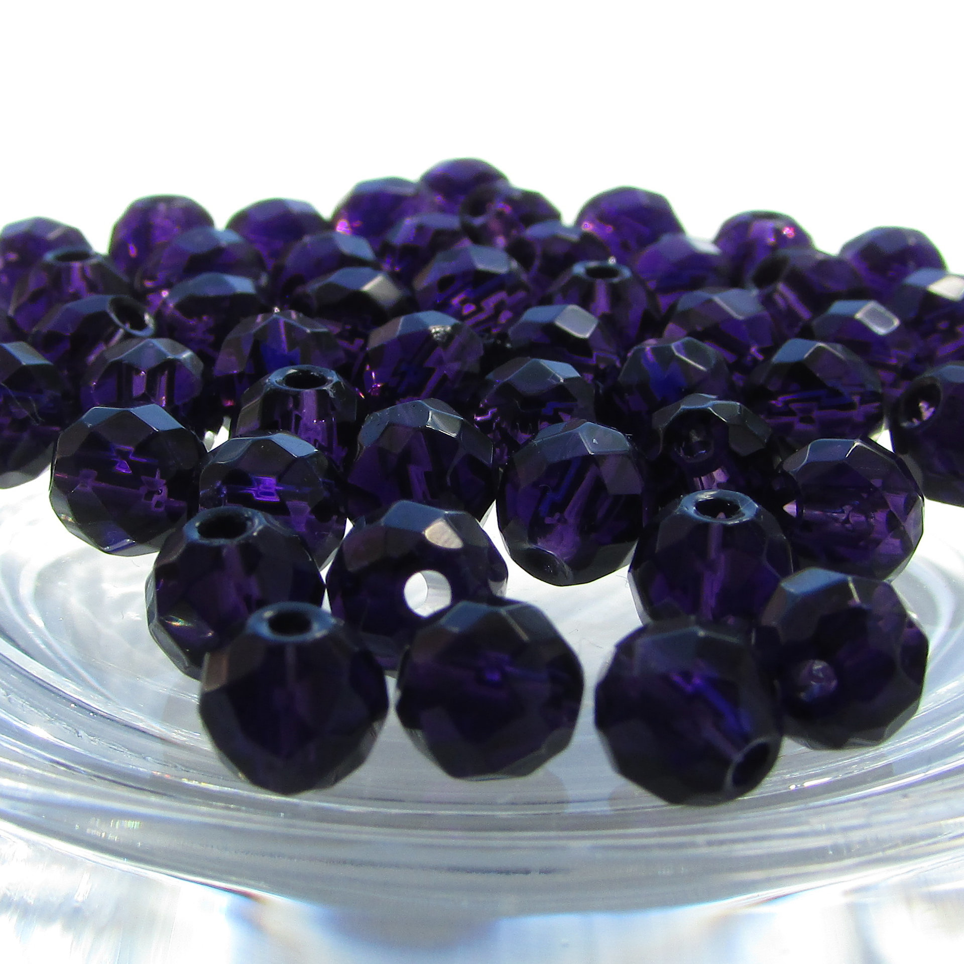 Dark Purple 6mm Round Faceted Glass Beads (46)