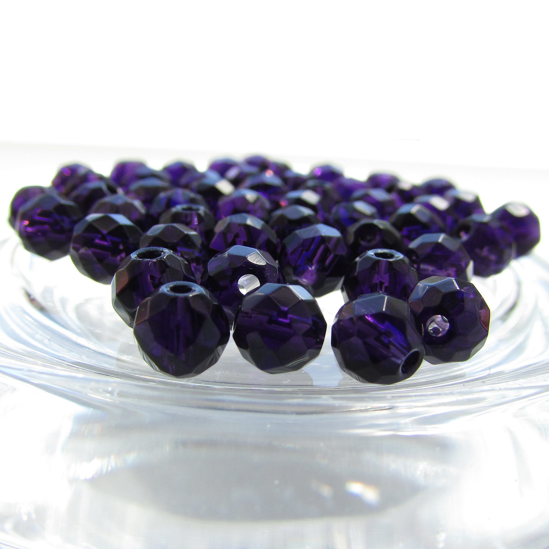 Dark Purple 6mm Round Faceted Glass Beads (46)