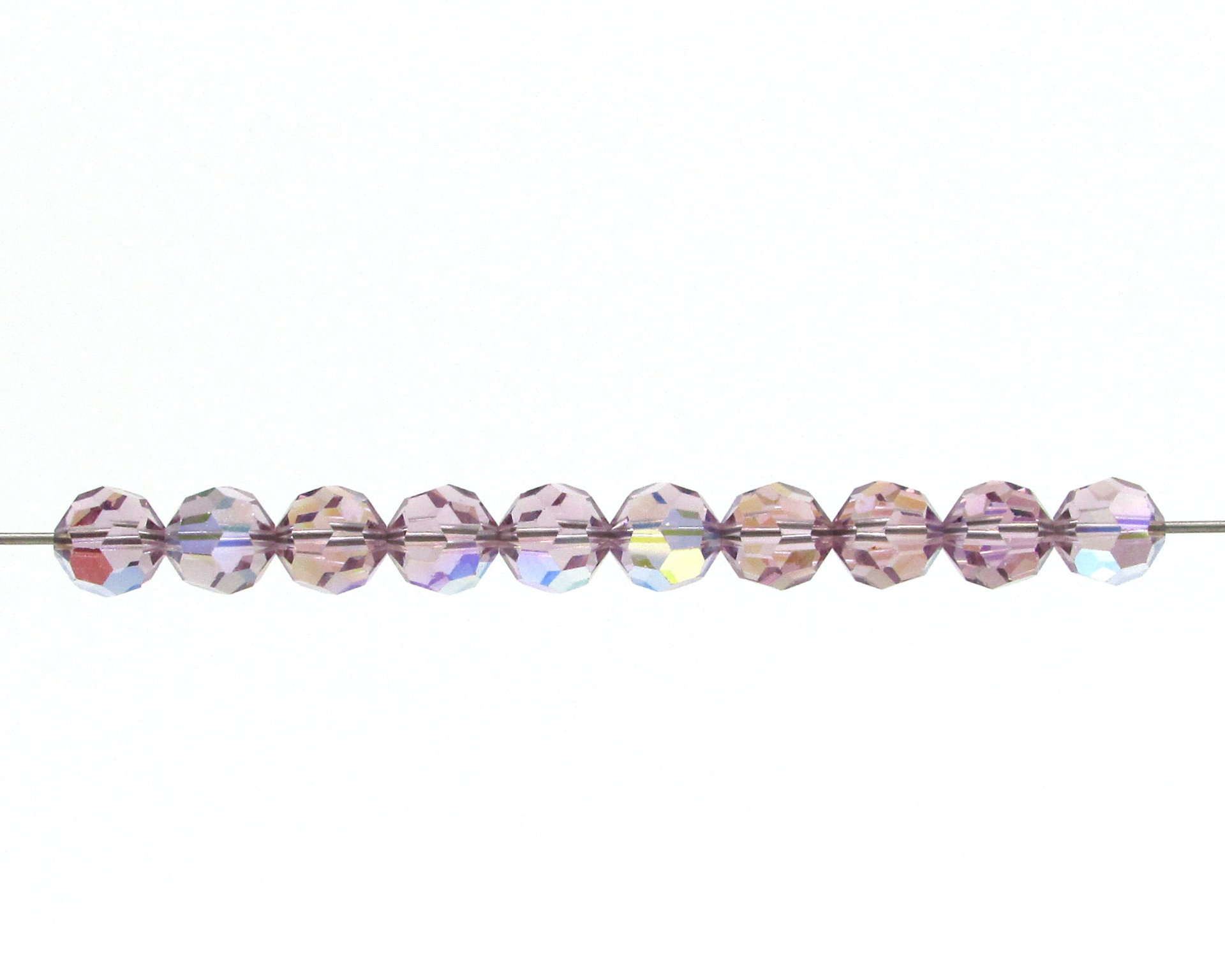 7mm Faceted Round Beads, Light Amethyst AB