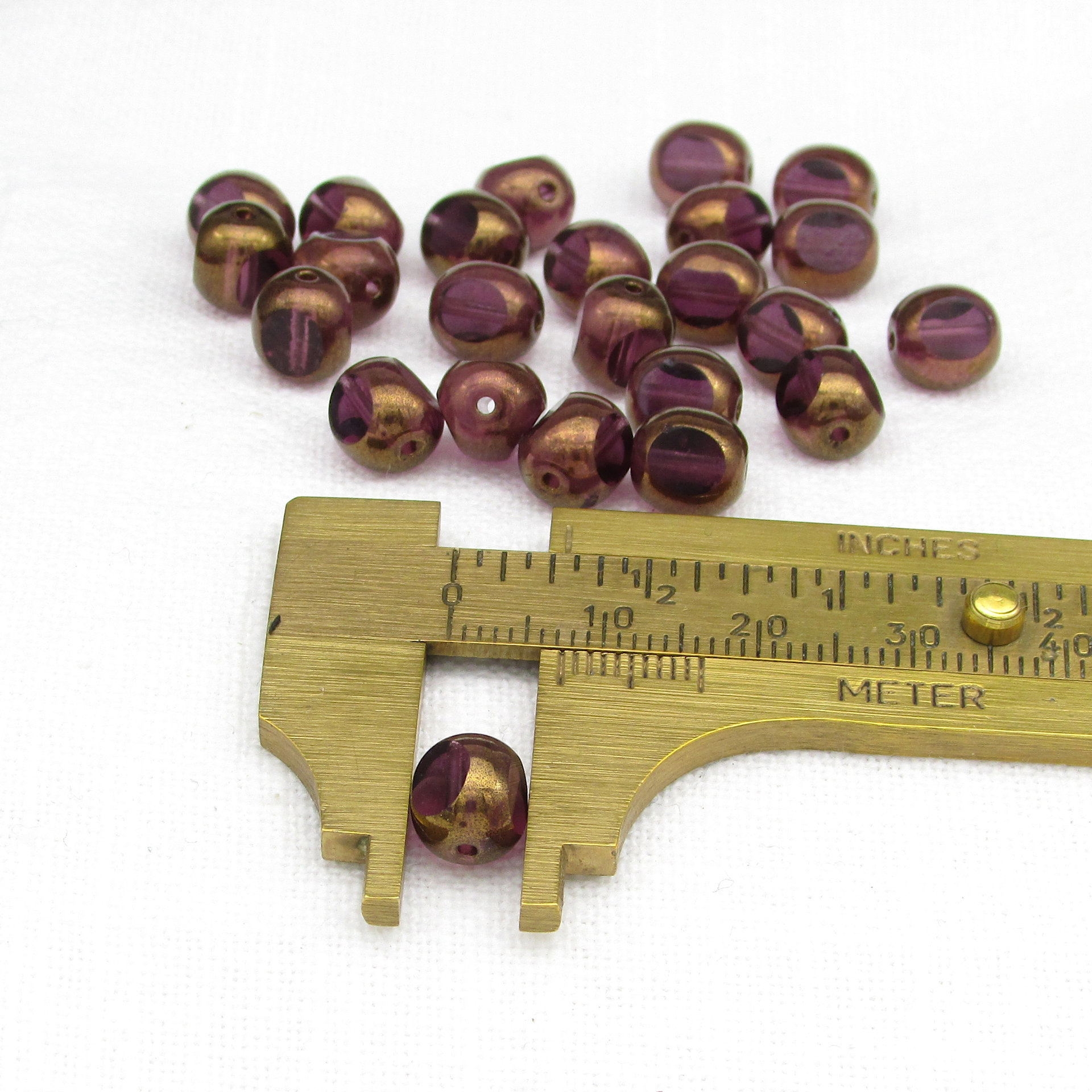 8mm Amethyst and Bronze Tri-Cut Window Beads