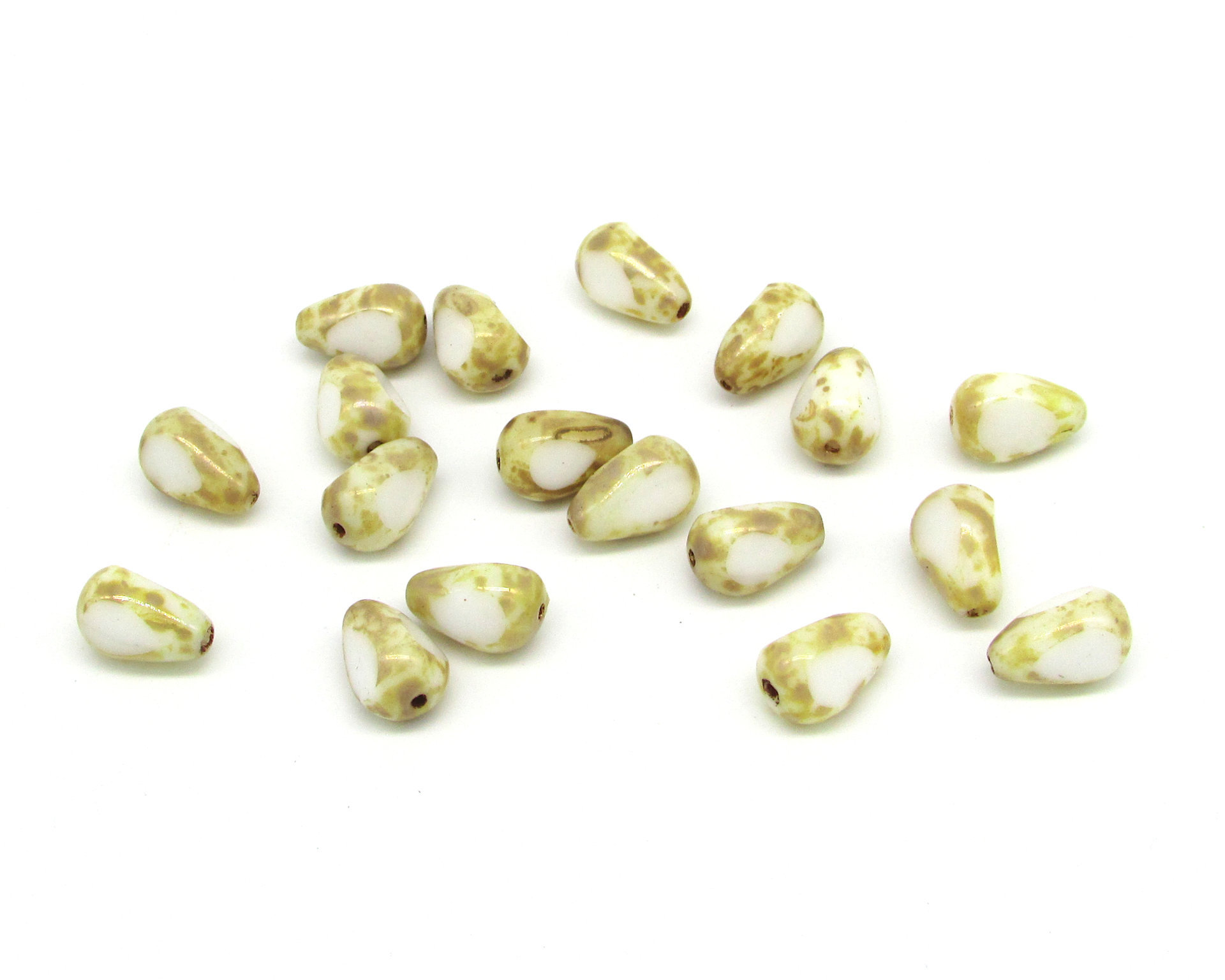 11x8mm Teardrop 3-Cut Picasso Window Beads