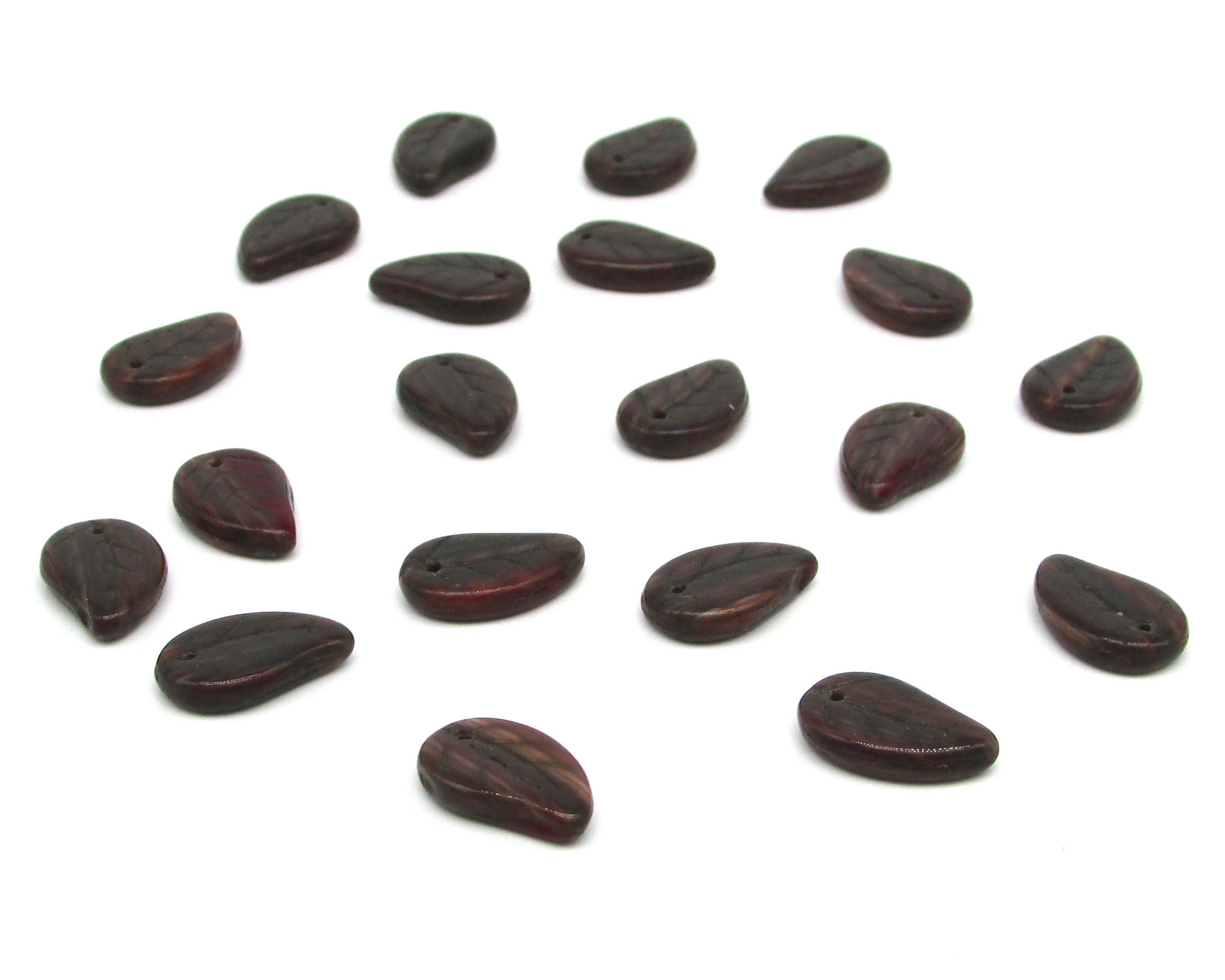 Flat Leaf Beads, 14.5mm Opaque Brown