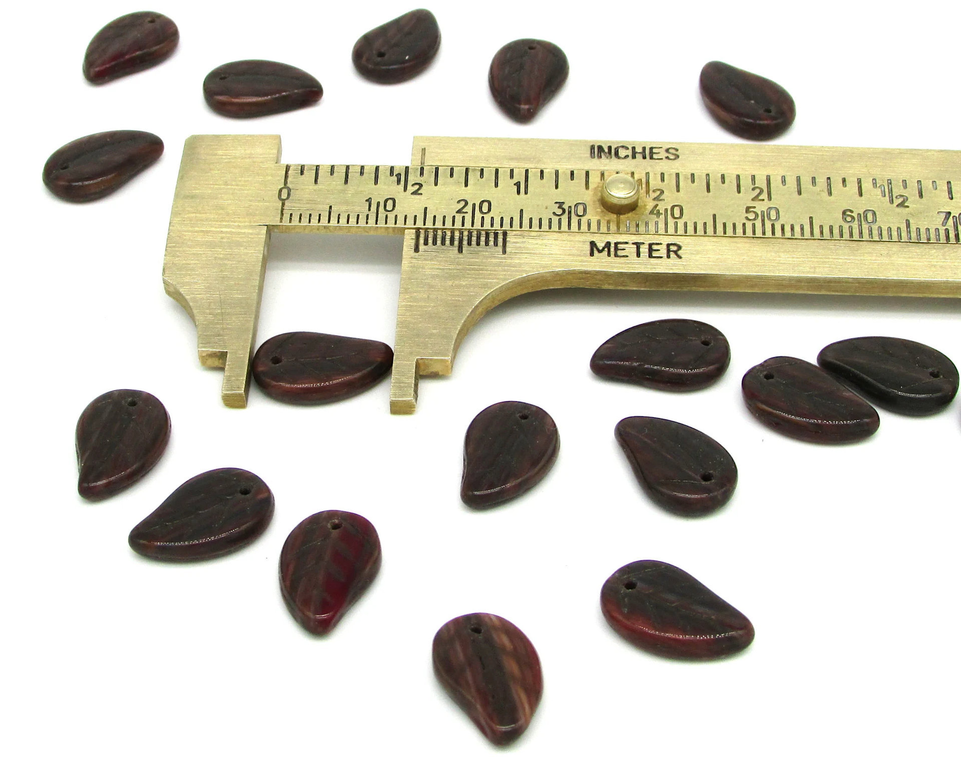 Flat Leaf Beads, 14.5mm Opaque Brown